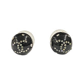 08A CHANEL Coco Mark Rhinestone Ball Stud Earrings, Black, Women's — Like New