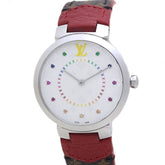 LOUIS VUITTON Tambour MM Rainbow Colored Stones QA159Z Women's Watch 40091 — Very Good