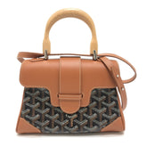 GOYARD Saigon Mini Soft Bag, 2-Way Crossbody Shoulder Handbag, Coated Canvas, Leather, Women's, Black & Tan, Like New — Like New