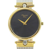 Christian Dior Watch 3026 Stainless Steel x Gold Plated Quartz Analog Display Black Dial Women's — Good