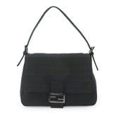 Fendi Zucchino Mamma Baguette Shoulder Handbag, Canvas, Black, 8BR001, Silver Hardware — Like New