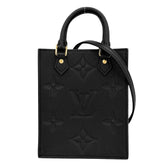 Louis Vuitton Women's Monogram Empreinte Petite Sac Plat Mini Shoulder Bag, Handbag, Crossbody Pouch, Black, LOUIS VUITTON M81417 Noir Gold Hardware — Like New