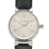 Louis Vuitton Tambour Q111E Stainless Steel Leather Silver Quartz Watch 1507 LOUIS VUITTON — Good
