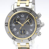 HERMES Clipper Diver Chronograph 18K Gold Steel Watch CL2.320 Polished — Very Good