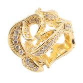 Bottega Veneta CZ Sterling Silver Ring - Women's Ring/Finger 925 Gold Tone — Like New