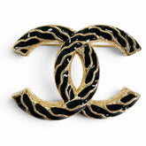 CHANEL B24P Coco Mark Brooch, Gold and Black, Made in Italy, Women's Accessory — Like New