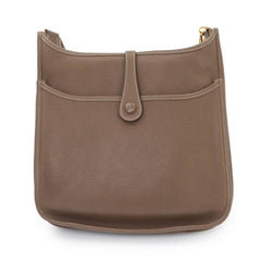 Hermes Evelyne 3 PM Shoulder Handbag, Taurillon Clemence Leather, Etoupe, D Stamp, Gold Hardware — Like New