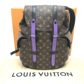 LOUIS VUITTON M46247 Monogram Macassar Christopher PM Backpack Bag Rucksack Canvas Men's Violet Purple E-240821-1 — Like New