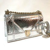 CHRISTIAN DIOR Small flap bag Bag Chain Shoulder Shoulder Bag Silver GoldHardware — Like New
