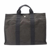 Hermes Herline Tote MM Handbag, Canvas, Gray, Silver Hardware — Like New