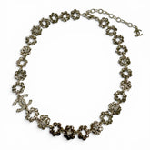 CHANEL I25C Coco Mark Flower Rhinestone Necklace Choker Accessory Gold Made in Italy Women's — Like New