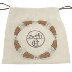 Like new Hermès Epure Equestre Vaubarenia/Fauve metal necklace with silver hardware and a W stamp (made in 2024). Brown choker necklace, item number 0415. This HERMES is for women — Like New