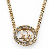 Christian Dior necklace, rhinestone, gold — Like New