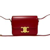 Unused, stored Celine Teen Triomphe logo hardware leather mini shoulder bag/pouch in red (23190) — Like New