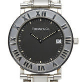 Tiffany & Co. Atlas Quartz Watch, Black Dial, Stainless Steel, Ladies' Watch — Good