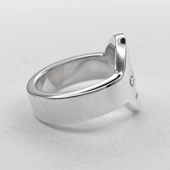 GUCCI trademark oval logo ring, SV925 silver, item number 7783, for men and women — Like New