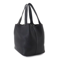 Hermes Picotin MM Handbag, Taurillon Clemence Leather, Black, Silver Hardware — Like New