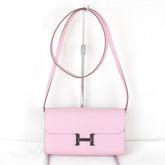 HERMES Constance Two Go Z-stamped shoulder bag, leather, pink, women's, mini size, pochette — Like New