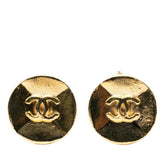 CHANEL Coco Mark Earrings, Gold Plated, Women's — Like New