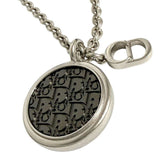 Christian Dior Dior Men's Oblique Circle Pendant Necklace in Silver and Black — Like New