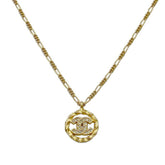 CHANEL Coco Mark Round Necklace 1982 Rhinestone Gold Color Women's — New - Store Return