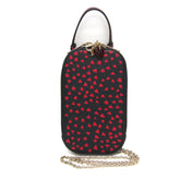 Christian Dior Lady Dior Phone Holder Women's Leather Pouch,Shoulder Bag Dark Navy,Red Color — Like New