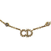 Christian Dior Clair D Lune necklace with CD logo and rhinestones, gold, for women, box — Like New