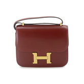 Hermes Constance 3 Mini 18 Shoulder Handbag, Box Calf Leather, Rouge H, Gold Hardware — Like New