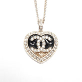 CHANEL C23B Coco Mark Heart Rhinestone Necklace Gold WS25122 — Like New