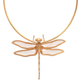 Christian Dior Like new Dior Herbarium Dragonfly Metal Resin Pink Gold Clear Necklace 1506 — Like New
