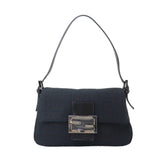 Fendi Zucchino Mini Mamma Baguette Shoulder Handbag, Canvas and Leather, Black, 8BR180, Gunmetal Hardware — New - Store Return