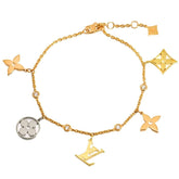 Louis Vuitton Monogram Idylle Diamond Bracelet 17cm 18K Yellow Gold White Pink 750 — Like New