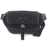 PRADA 2VH176 Nylon Leather Triangle Logo Plate Re-Nylon Body Bag Black Made in Italy Men's — Like New