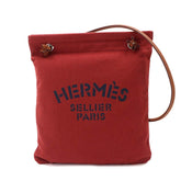 Hermes Sac Aline MM Shoulder Handbag, Toile Chevron Swift Leather, Rouge H Gold, B Stamp — Like New