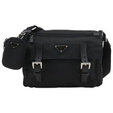 Prada Messenger Bag Shoulder 1BD953 Nylon NERO Black A5 Belt Buckle bag Unisex — Like New