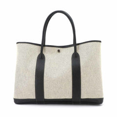 Hermes Garden 36 PM Tote Handbag, Toile H Leather, Black/Gray, □J Stamp, Party — Like New