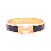 Hermes Click H Bracelet, Gold Plated (GP), Women's, Black/Gold Tone — New - Store Return