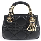 Christian Dior Cannage Lady 95.22 Mini Lambskin 2-Way Handbag/Shoulder Bag, Black, Gold Hardware, Dust Bag Included, Made in Italy — Like New