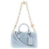Louis Vuitton Nano Speedy M11399 IC 2-Way Leather Mink Fur Light Blue Handbag LV 1052 LOUIS VUITTON — Like New