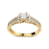 14K Yellow Gold Diamond 5/8 Cttw Princess Diamond Split Shank and Milgrain Engagement Ring (G-H Color, VS2-SI1 Clarity) - Size 7