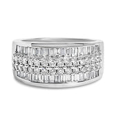 14K White Gold Round and Baguette Diamond Ring (1 1/2 Cttw, F-G Color, SI1-SI2 Clarity)