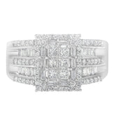 10K White Gold Diamond Cluster Ring (1 cttw, H-I Color, I1-I2 Clarity)