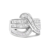 14K White Gold 2.0 Cttw Diamond Channel Set Bypass Ring