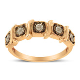 10K Rose Gold Flashed .925 Sterling Silver Miracle-Set 1/4 Cttw Diamond 5-Stone Band Ring (J-K Color, I1-I2 Clarity)