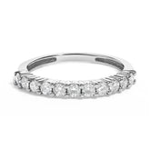 .925 Sterling Silver 1/2 cttw Shared Prong-Set Brilliant Round-Cut Diamond 11 Stone Band Ring (I-J Color, SI2-I1 Clarity)