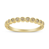 10K Yellow Plated .925 Sterling Silver 1/4 Cttw Bezel Set Round Diamond 11 Stone Wedding Band Ring (K-L Color, I1-I2 Clarity)