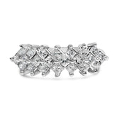 Sterling Silver 1 1/4 Cttw Princess Diamond Cluster Band Ring