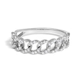 .925 Sterling Silver 1/4 Cttw Diamond Curb Link Band Ring