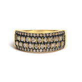 10K Yellow Gold Plated .925 Sterling Silver 3/4 cttw Champagne Diamond Band Ring