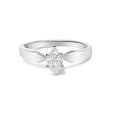 18K White Gold 1/3 Cttw Pie Cut Diamond Solitaire Ring with Tapered Band